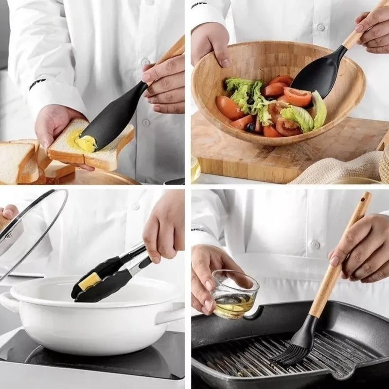 Utensílios de cozinha de silicone conjunto de utensílios de cozinha rosa antiaderente panelas espátula pá colher batedores de ovos cozinha conjunto de ferramentas