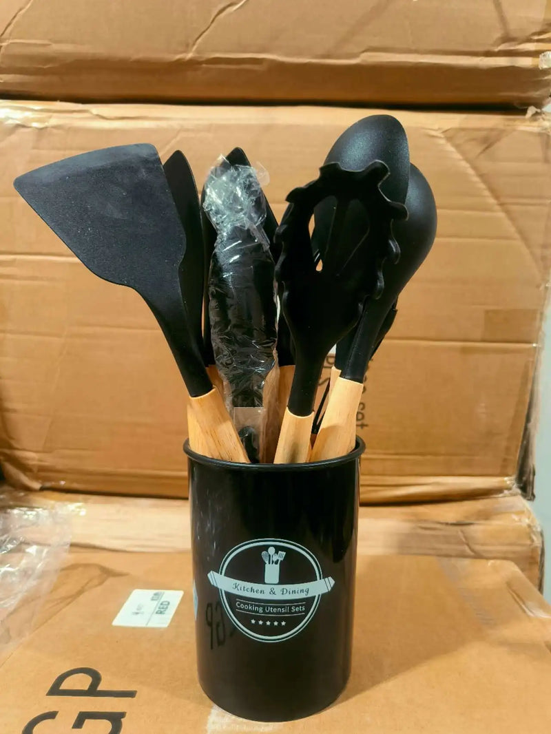 Utensílios de cozinha de silicone conjunto de utensílios de cozinha rosa antiaderente panelas espátula pá colher batedores de ovos cozinha conjunto de ferramentas