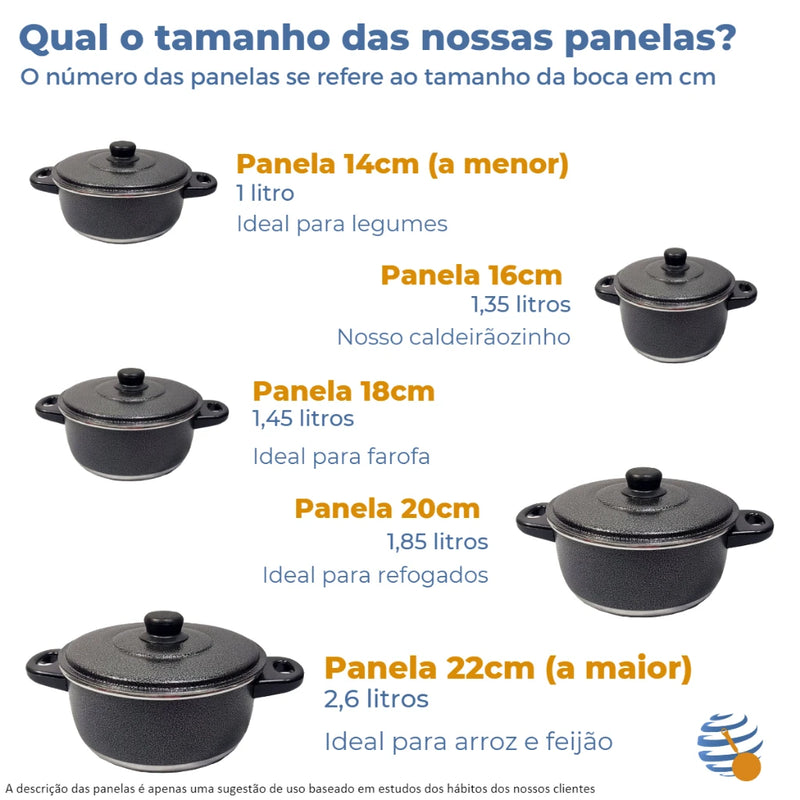 Jogo de Panelas Alumínio Kit 5 Pçs + Panela de Pressão 2.5L