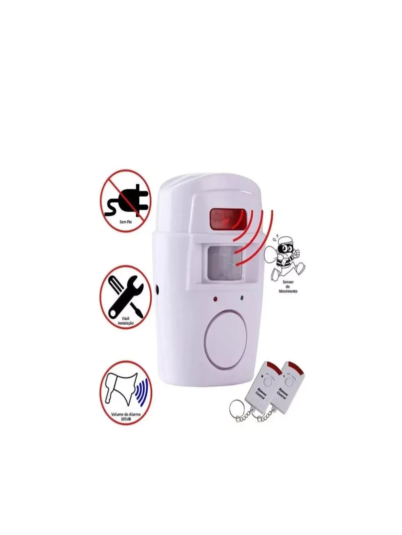 Alarme de Presença Sensor Residencial Sem Fio 2 Controles Sirene Para Casa