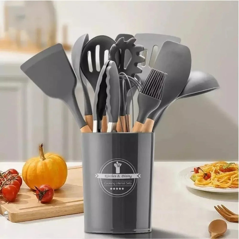 Utensílios de cozinha de silicone conjunto de utensílios de cozinha rosa antiaderente panelas espátula pá colher batedores de ovos cozinha conjunto de ferramentas
