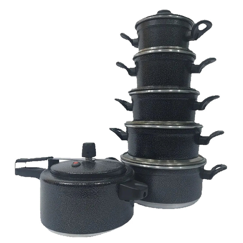Jogo de Panelas Alumínio Kit 5 Pçs + Panela de Pressão 2.5L
