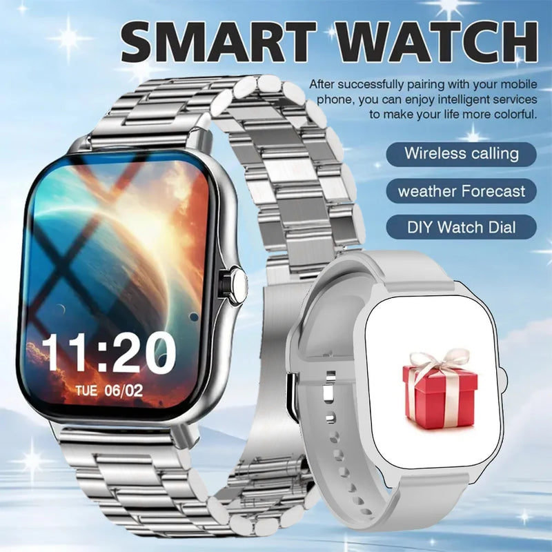 Relógios inteligentes 2025 para homem mulher bluetooth notificação de mensagem smarthwhatch 1.91 display rastreador de fitness smartwatch android