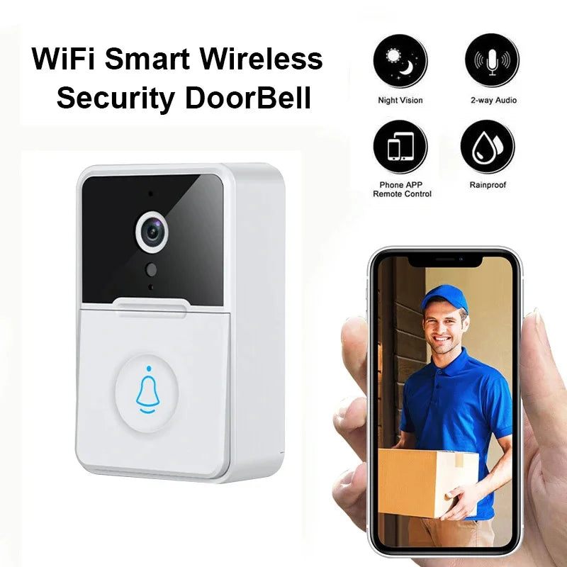 Campainha de vídeo sem fio wi-fi, 2.4ghz, câmera de visão noturna, intercomunicador visual sem fio, intercomunicador bidirecional para segurança doméstica
