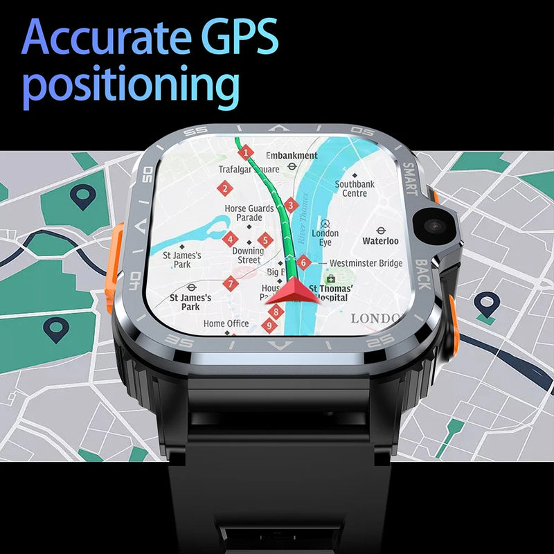 Pgd smartwatch android relógio inteligente 4g lte gps cartão sim wifi nfc câmera dupla áspero 16/64g rom armazenamento freqüência cardíaca presentes dos homens