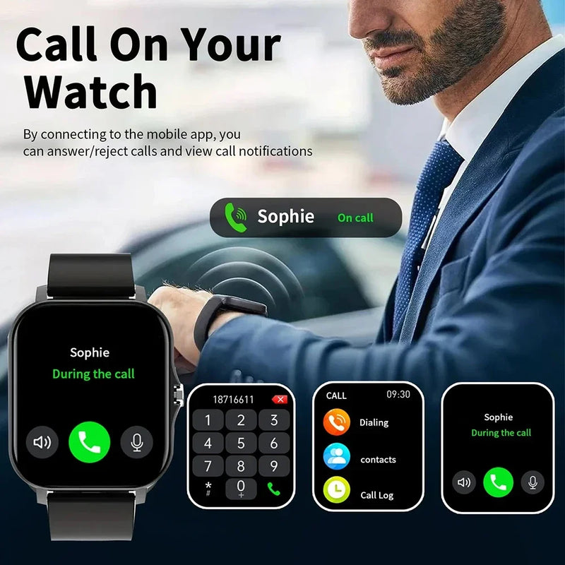 Relógios inteligentes 2025 para homem mulher bluetooth notificação de mensagem smarthwhatch 1.91 display rastreador de fitness smartwatch android