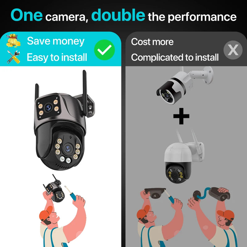 câmera ptz ao ar livre 4mp lente dupla tela ai rastreamento automático câmera ip cctv áudio vídeo vigilância p2p icsee