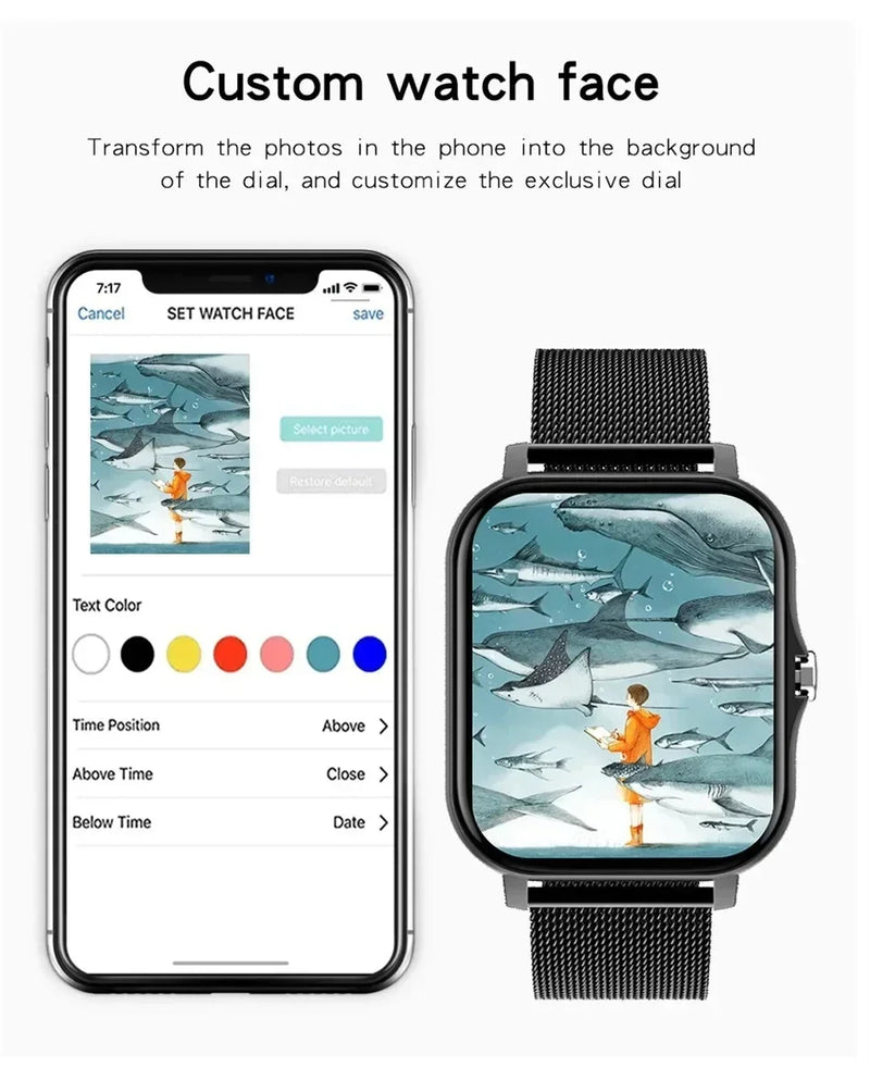 Relógios inteligentes 2025 para homem mulher bluetooth notificação de mensagem smarthwhatch 1.91 display rastreador de fitness smartwatch android