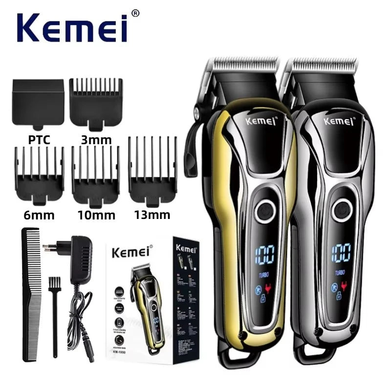 maquina de cortar cabelo elétrico profissional Clipper LED Display ajustável Men's Hair Clipper