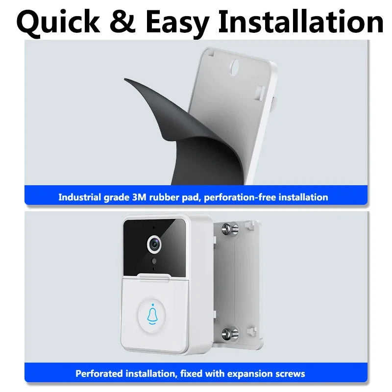 Campainha de vídeo sem fio wi-fi, 2.4ghz, câmera de visão noturna, intercomunicador visual sem fio, intercomunicador bidirecional para segurança doméstica