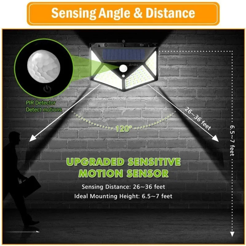 lâmpada de parede solar pir sensor movimento jardim cerca luzes ip65 à prova dip65 água solar varanda l