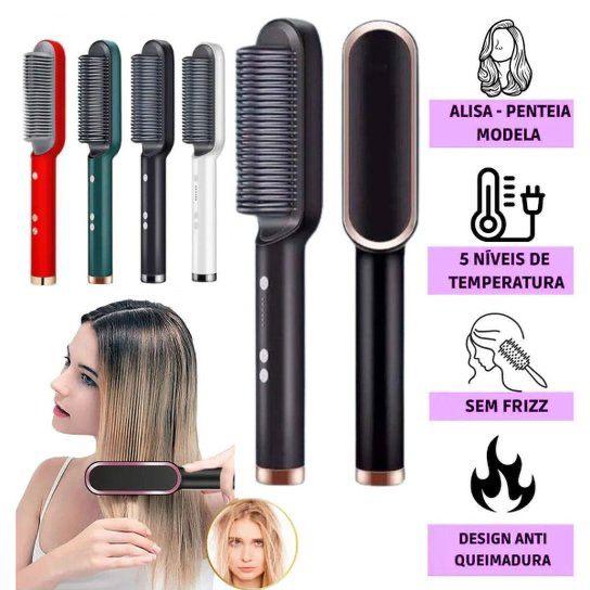 praticidade e beleza todos os dias e em poucos minutos, escova eletrica bivolt 3 em um alisa seca e modela